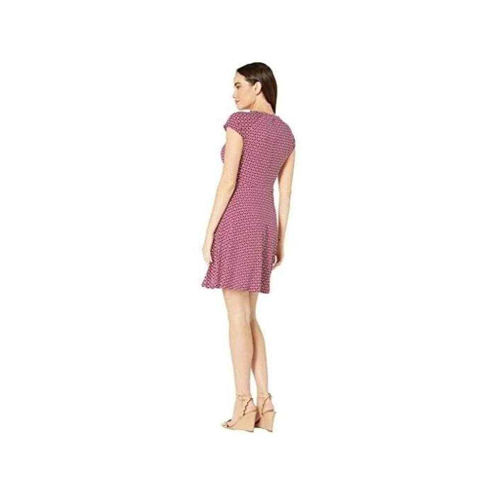 Michael Kors Womens Pink Purple Geometric Cutout Cap Sleeve Fit Flare Dress M - Picture 2 of 9